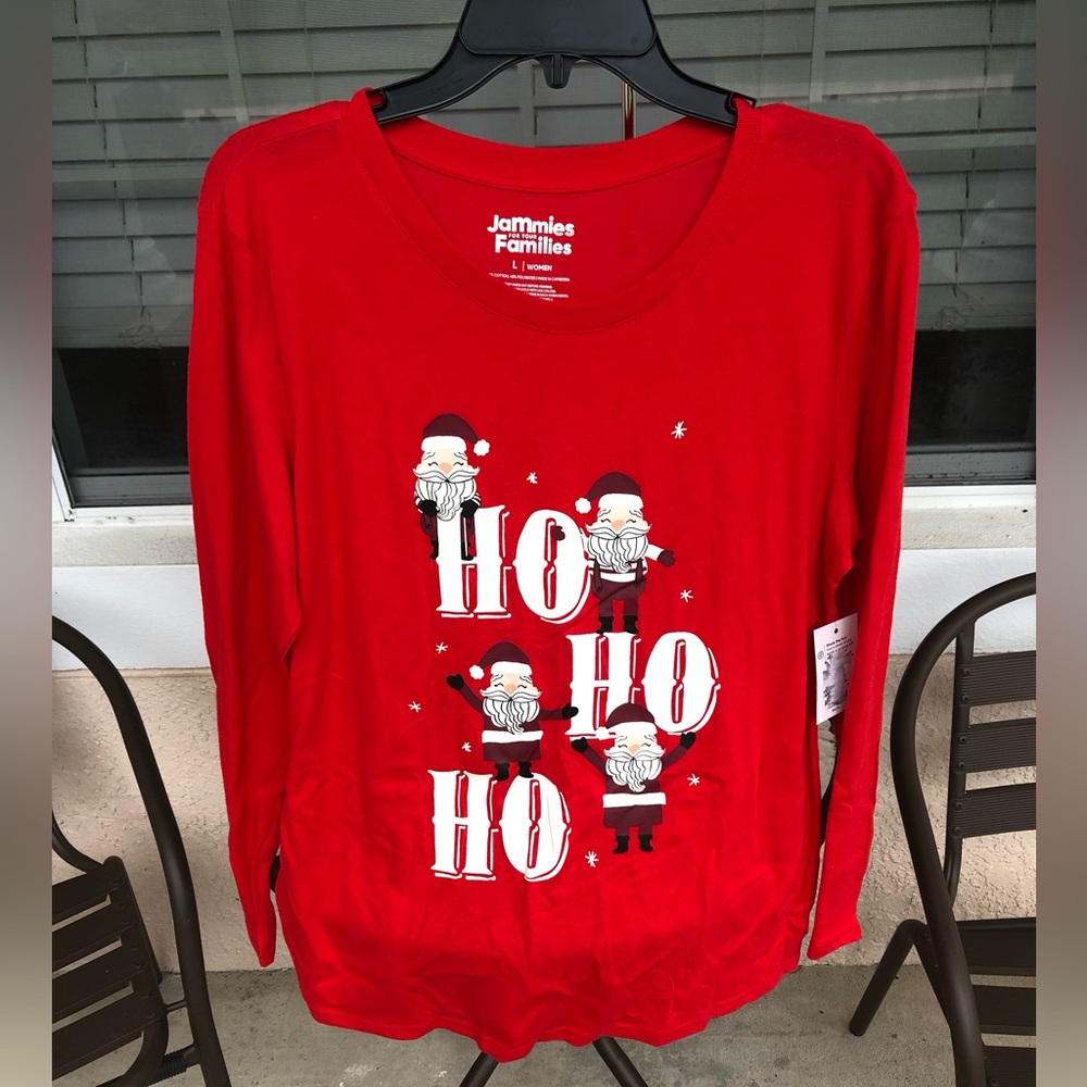 NWT Jammies For Your Families Christmas Santa Long Sleeve Pajama Top L